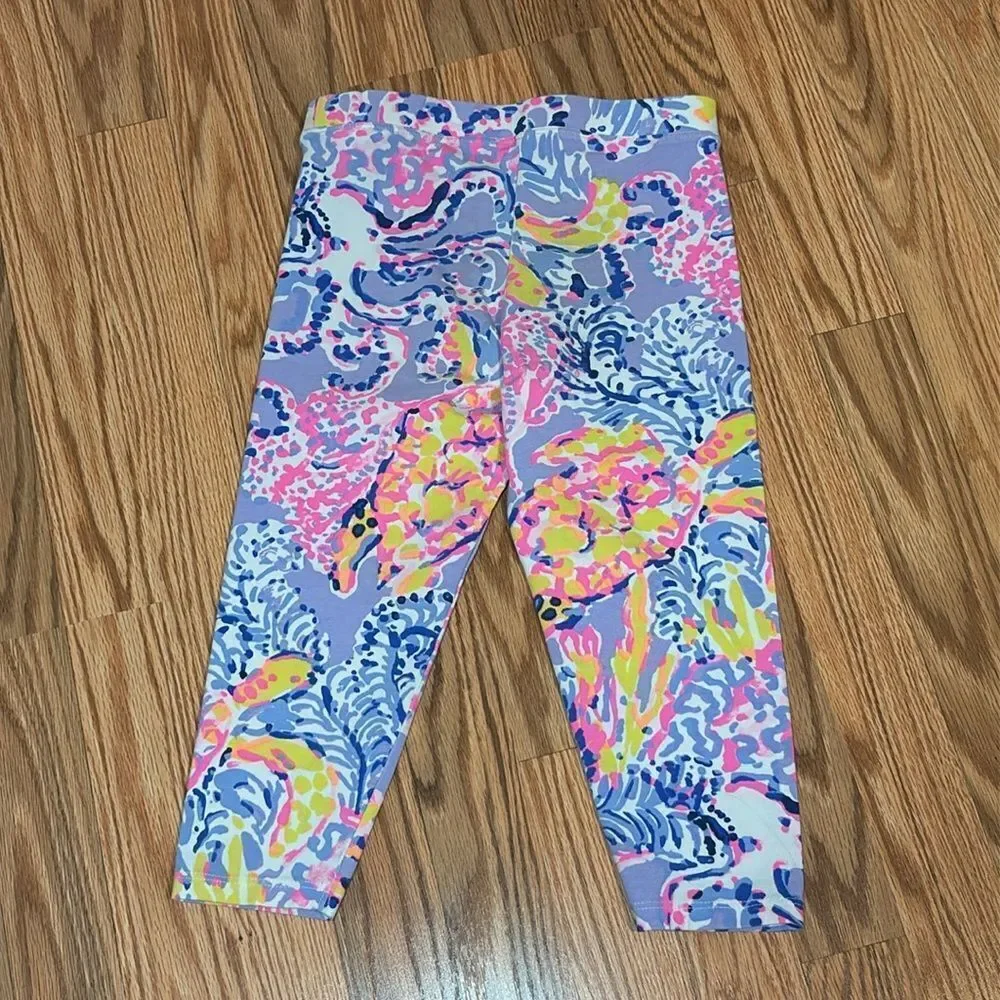 Lilly Pulitzer Girl’s Periwinkle Cropped Leggings Fan Sea Pants, Large 8-10
